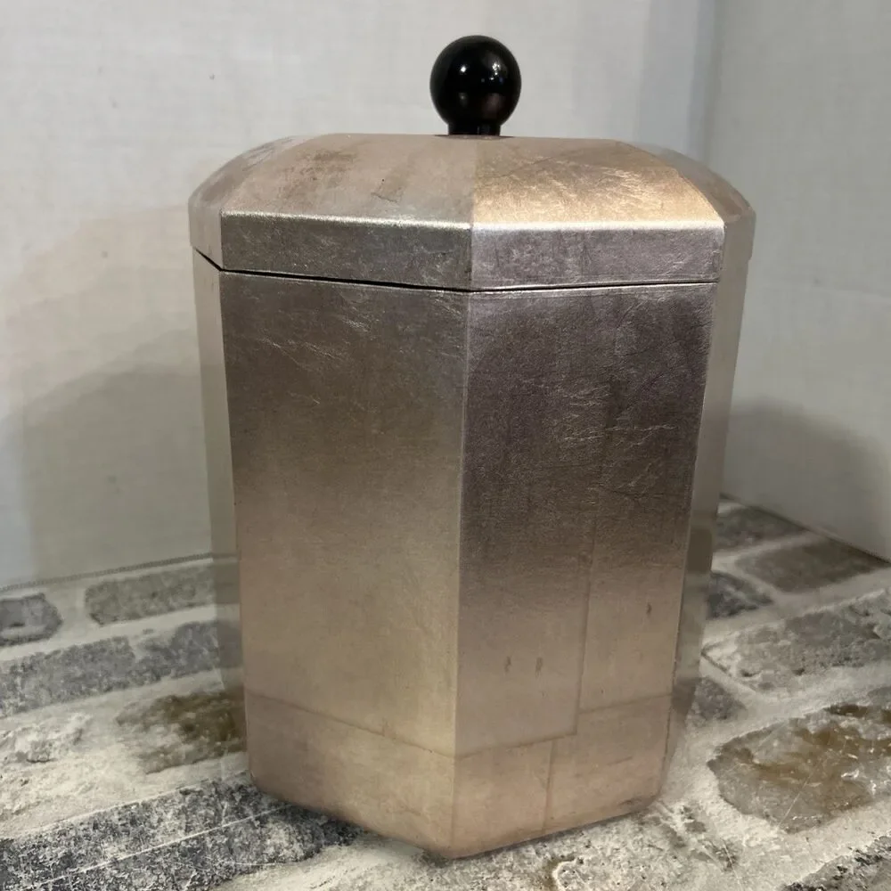Gold Leaf Lacquer Ware Octagonal Lidded Ice Bucket by Nancy Calhoun Design